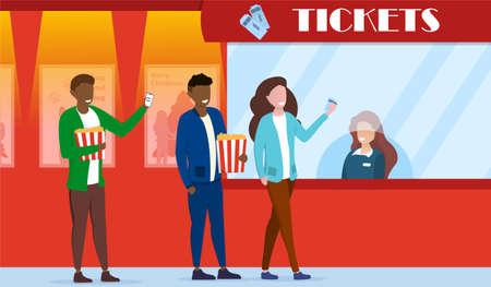 Buying Tickets to Cinemaのイラスト素材