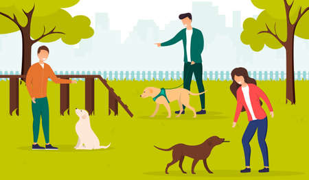 Dog training and development conceptのイラスト素材