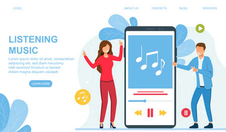 Music streaming service conceptのイラスト素材