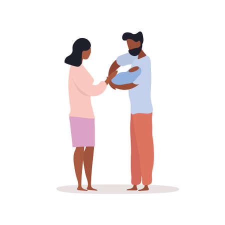 04 Couple holding their babyのイラスト素材