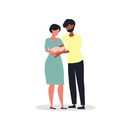 Couple holding their babyのイラスト素材