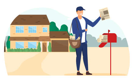 Newspaper Delivery conceptのイラスト素材