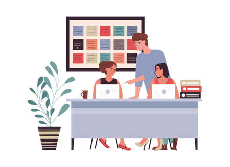 Young business partners or employees are discussingのイラスト素材