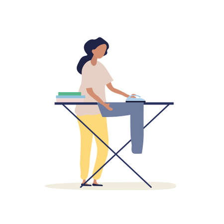 Woman Ironing Clothesのイラスト素材