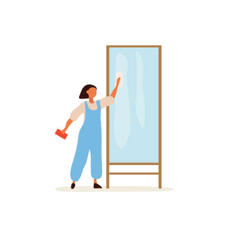 06 Woman Cleaning Mirrorのイラスト素材