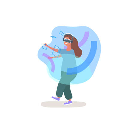 Girl playing in virtual realityのイラスト素材