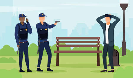Police Officers Arresting Criminalのイラスト素材