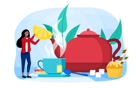 Making tea conceptのイラスト素材