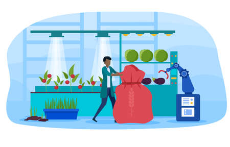 Artificial cultivation of agricultural cropsのイラスト素材