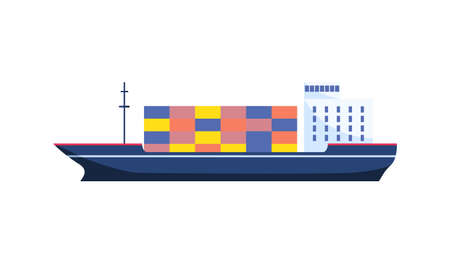 Cargo ship template isolated on white backgroundのイラスト素材