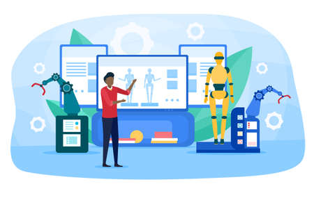 Modern business innovative technology exhibitionのイラスト素材