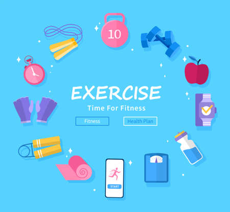 Sport exercise web bannerのイラスト素材