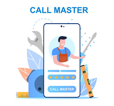 Repair and construction service mobile appのイラスト素材