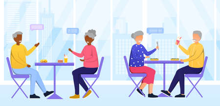 Cafeteria in Nursing Homeのイラスト素材