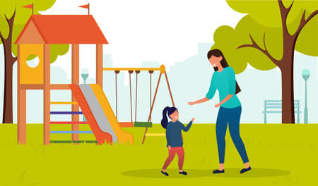 Family of woman and child resting outdoorsのイラスト素材