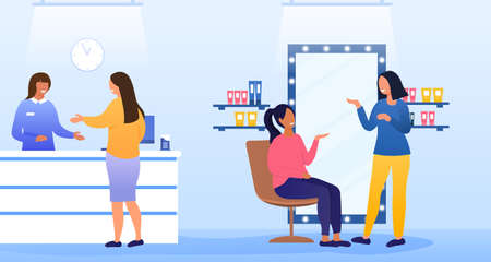 Women visiting beauty salonのイラスト素材