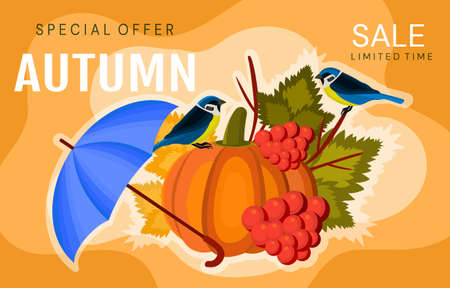Autumn sale banner or posterのイラスト素材