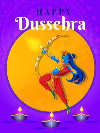 Happy Dussehra Indian holiday templateのイラスト素材
