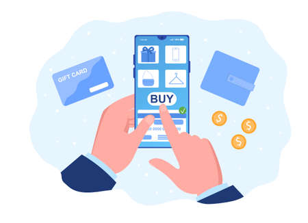Man doing online shoppingのイラスト素材