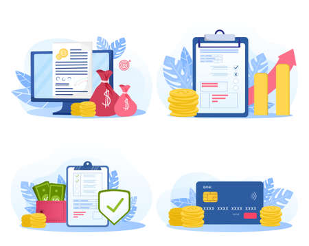 Set of business strategy illustrationsのイラスト素材