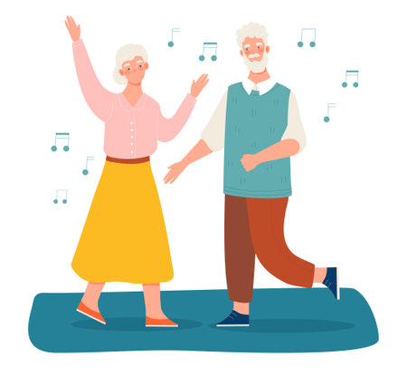 Elderly couple dancing togetherのイラスト素材