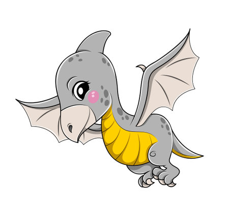 Funny cartoon flying baby pterosauriaのイラスト素材