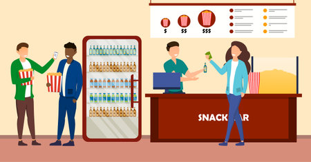 Crowded snack bar in cinema