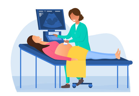 Pregnant woman visiting doctorのイラスト素材