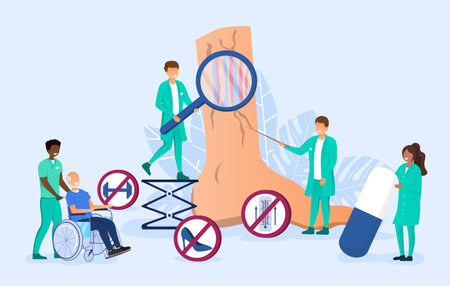 Male and female doctors making varicose treatmentのイラスト素材