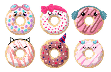 Different funny donutsのイラスト素材