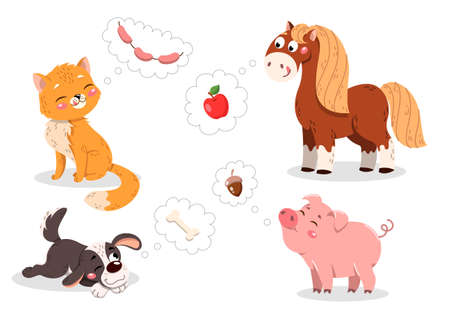 Set of cute cartoon petsのイラスト素材