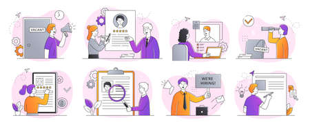 Collection of people taking part in recruitmentのイラスト素材