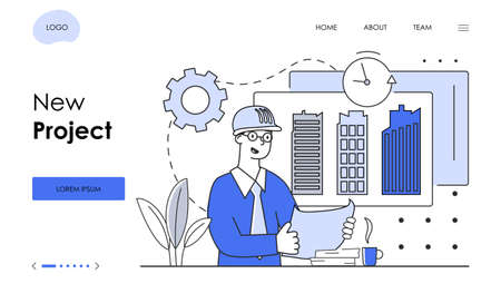 Male architect holding drawing of new projectのイラスト素材