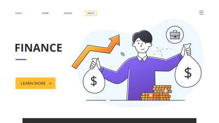 Finance, Money and Wealth concept with businessman and gold coinsのイラスト素材