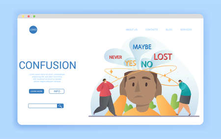 Website template design conceptual of Confusion with copyspace