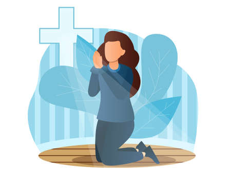 Concept of prayer. Woman pray.のイラスト素材