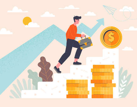Career Growth and business success concept with gold coinsのイラスト素材