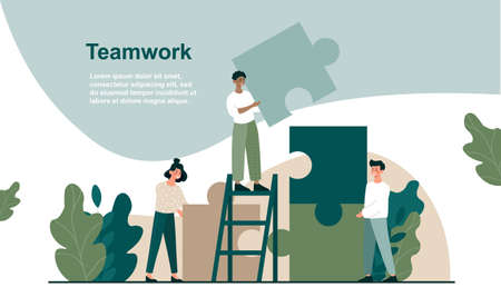 Member of business team holding puzzle partのイラスト素材