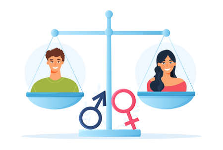 Gender equality and Womens Rights concept with scale or balanceのイラスト素材