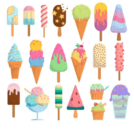 Isolated ice cream iconsのイラスト素材