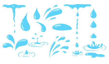 Aqua or Water drops icons collection isolated on whiteのイラスト素材
