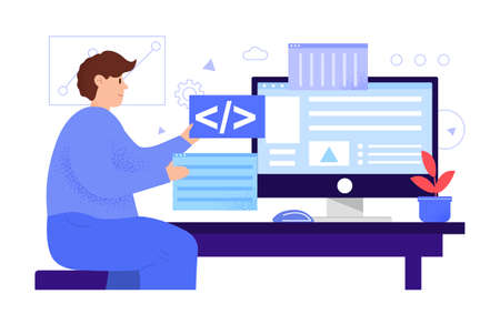 Oversize blogger write content for creative postのイラスト素材