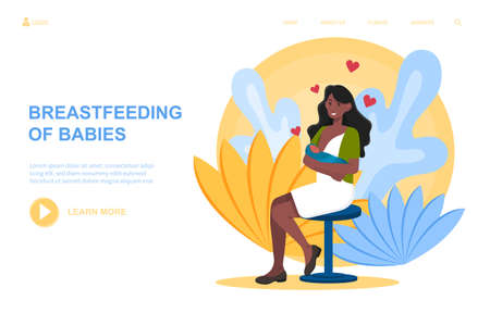 Mother feeding a babyのイラスト素材