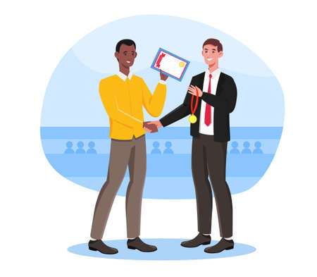 Student get a reward from official representativeのイラスト素材