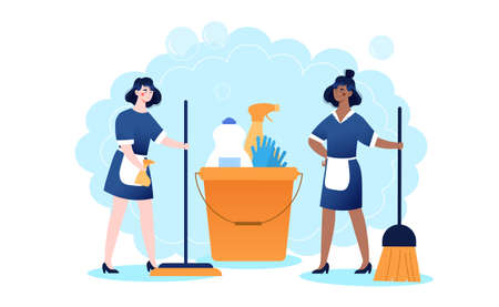 Cleaning company, using sanitary chemical productsのイラスト素材