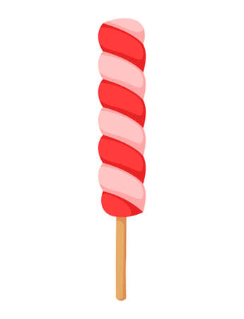 Colorful cute long striped candy on a stick on white backgroundのイラスト素材