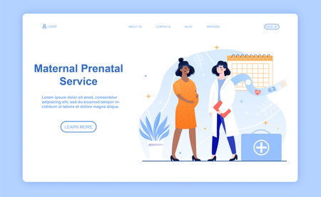 Female character is having maternal prenatal service in hospitalのイラスト素材