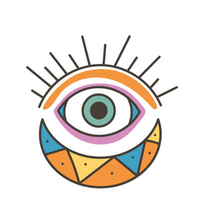 Colorful eye talisman as an occultism and prophecy sacred symbolのイラスト素材