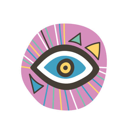 Colorful eye talisman as an occultism and prophecy sacred symbol.のイラスト素材