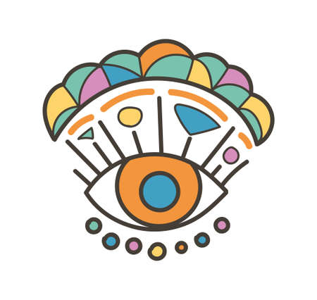 Colorful eye talisman as an occultism and prophecy sacred symbolのイラスト素材